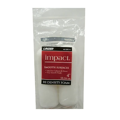 Linzer MR200-2 Foam Mini Paint Roller Covers, 4 In., 1/4 In. Nap, 2-Pk.