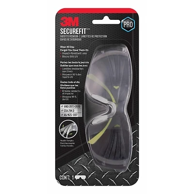 3M SF400C-WV-6 Safety Eyewear, Clear Lens, Neon Green/Black Frame, Anti-Fog, Scratch-Resistant Lens