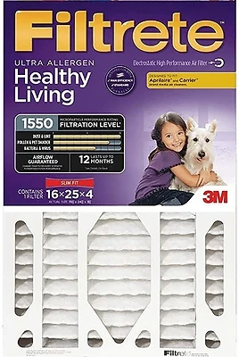 Filtrete NDP01-4S-4 Ultra Allergen Deep Pleated Air Filter, 16x25x4 In., MERV 12, 4-Pack