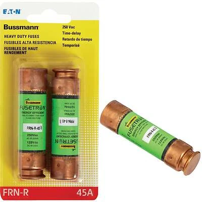 Bussmann FRN-R Series BP/FRN-R-45 Fuse, 45 A, 250 VAC, 125 VDC, 20, 200 kA Interrupt, Fiberglass Body, RK5