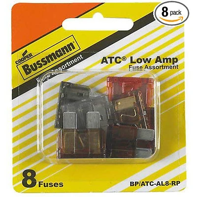 Bussmann BP/ATC-AL8-RP Low Amp Fuse Assortment, Clear, 8-Pk.