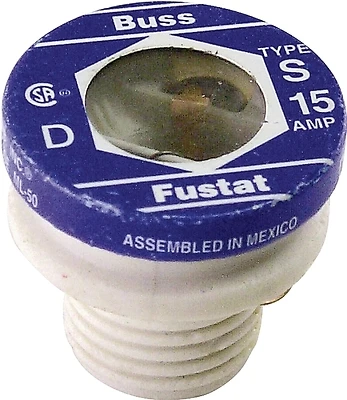 Bussmann S-15 Time-Delay Plug Fuse, 15-Amp, 125V, 4-Pk.