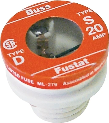 Bussmann S-20 Time-Delay Plug Fuse, 20-Amp, 125V, 4-Pk.