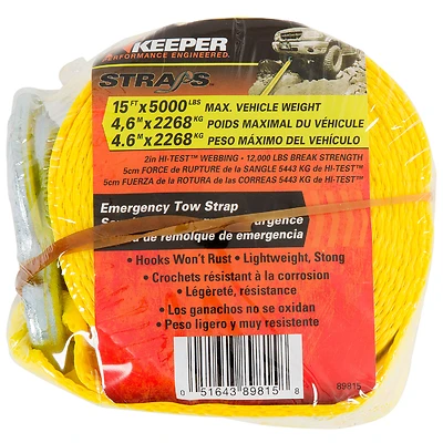 Keeper 89815 Emergency Tow Strap, 2 In. x 15 Ft., 12,000 Lb.