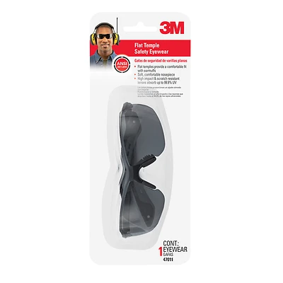 3M 47011-WV6 Safety Glasses, Black/Gray Frame, Gray Anti-Scratch Lens