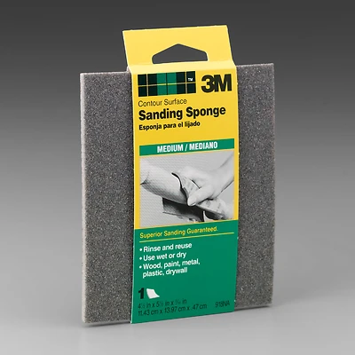 3M 918DC-NA Contour Sanding Sponge, 80 Grit Medium, 4.5 x 5.5 In.