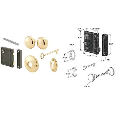 Prime-Line E 2437 Case Lock and Keeper, Skeleton Key, Die-Cast Steel, Brass, 2-1/2 In