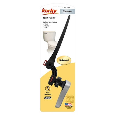 Korky 6055BP Chrome Toilet Flush Handle, Fits 2 In. and 3 In. Flappers