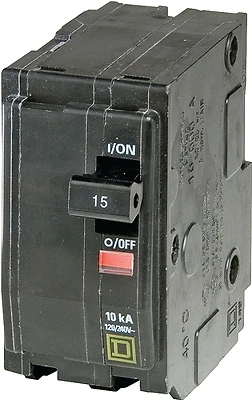 Square D QO215CP 15-Amp Two-Pole Circuit Breaker, 120/240 VAC