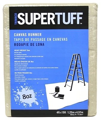 Trimaco 58908 SuperTuff Canvas Drop Cloth Runner, 4 x 15 Ft., 8 oz