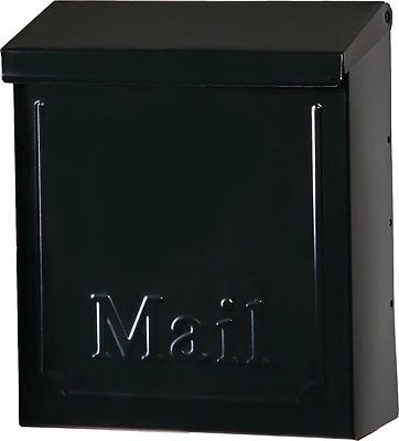 Townhouse Wall-Mount Mailbox, Small Vertical, Concealed Lock, Black Steel