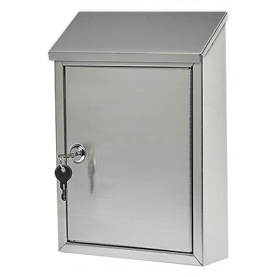 Ashley Wall-Mount Mailbox, Medium, Locking, Stainless Steel
