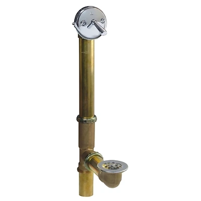 Trip Lever Bath Drain Assembly, Brass, Polished Chrome Trim, 1-1/2 In.