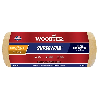 Wooster R242-9 Super/Fab Paint Roller Cover, 1-In. Nap, 9-In.