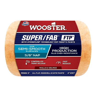 Wooster RR923-4 Super Fab Paint Roller Cover, 3/8-In. Nap, 4-In.