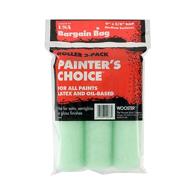 Wooster R728-9 Paint Roller Cover, 3/8 In. Nap x 9 In., 3-Pk.