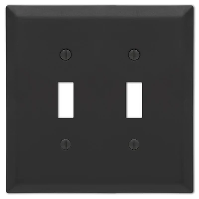 3003173 Century Matte Black 2-Gang Stamped Steel Toggle Wall Plate