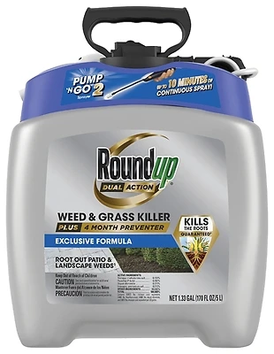 Roundup 5377504 Dual Action Weed & Grass Killer + 4 Month Preventer, 1.33 Gallon Pump 'N Go