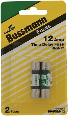 Bussmann BP/FNM-12 Time-Delay Cartridge Fuse, 12A, 250V, 2-Pk.