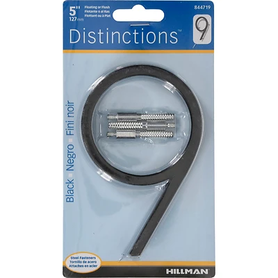 5028363 5 in. Black Metal Number 9 Screw-On - Pack of 3