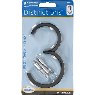 5028380 5 in. Black Metal Number 3 Screw-On - Pack of 3
