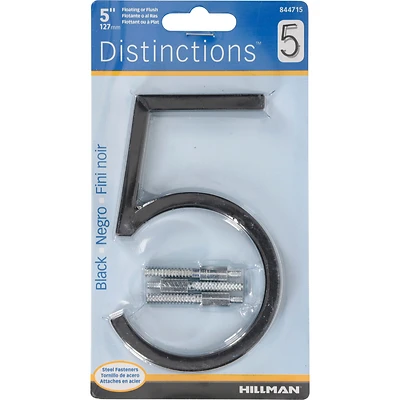 5028370 5 in. Black Metal Number 5 Screw-On - Pack of 3