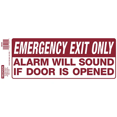 Hillman 840199 Emergency Exit Sign, Glow-in-the-Dark, 4 x 10-In.