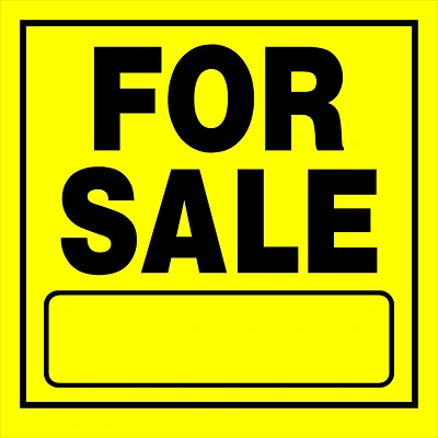 Hillman 840168 For Sale Sign, Yellow and Black, 11 x 11-In.