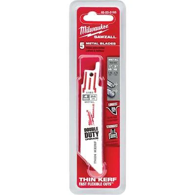 Sawzall Reciprocating Saw Blades, 24 TPI, 4 In., 5-Pk.