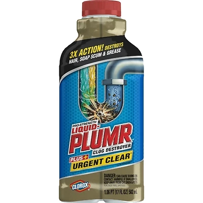 Liquid-Plumr 30548 Pro-Strength Urgent Clear Gel Drain Opener, 17 oz