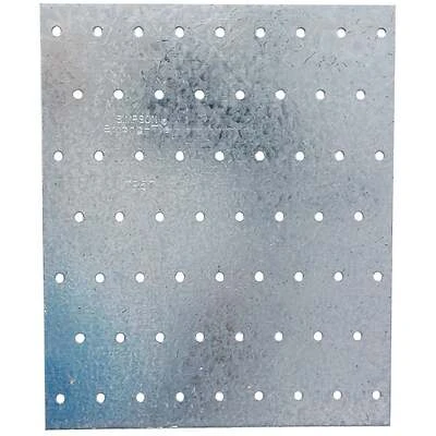 Tie Plate, 20 Gauge, Galvanized Steel, 60 Holes, 5-3/4 x 7 In.
