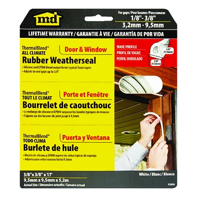 M-D 43846 All-Climate ThermaBlend Weather Seal, White, 17 Ft.