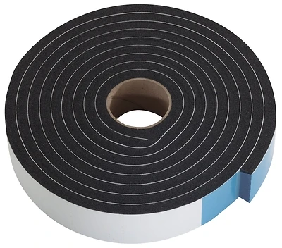 M-D 43155 Black Sponge Weather Stripping Tape, 1/4 x 1 In., 10 Ft.