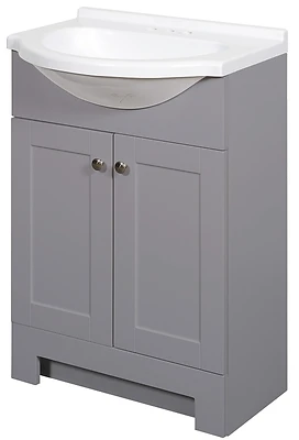Cool Gray 24 In. W X 35 In. H Euro Vanity With White Cultured Marble Top