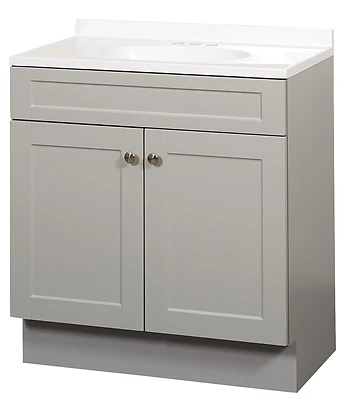 36 In. W X 35 In. H Shaker Vanity With White Cultured Marble Top