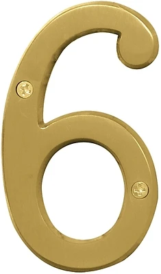 Hy-Ko BR-43BB/6 Prestige House Number 6, 4 In., Brushed Brass