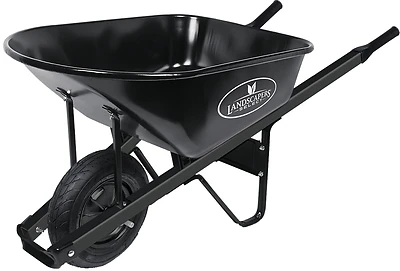 Landscapers Select 6 Cu-ft Steel Wheelbarrow Kit With Pneumatic Wheel And Lacquered Handle