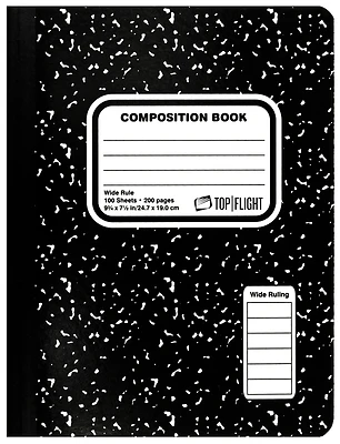 Top Flight 4511923 Marbled Composition Book, 100 Sheets, Pack of 6