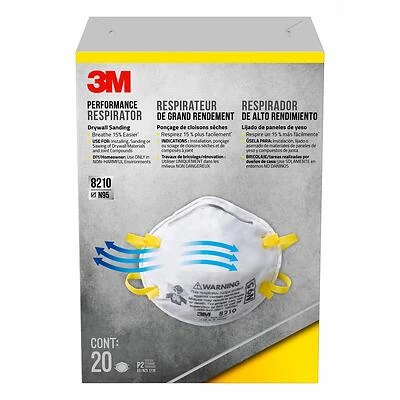 N95 Performance Particulate Respirator 8210, 20-pack For Paint Prep And Sanding