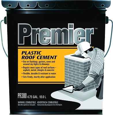 Premier PR300070 Plastic Roof Cement, Black Asphalt, 4.75 Gal