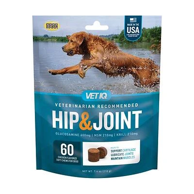 VetIQ Hip & Joint Chicken Flavor Soft Chew for Dogs, 7.4 oz., Count of 60, 1.5 IN