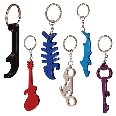 Hillman 706647 Steel Bottle Opener Keychain, 1 In., Assorted Designs
