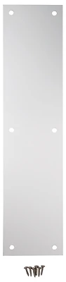 Door Push Plate, Satin Aluminum, 3-1/2 x 15 In.