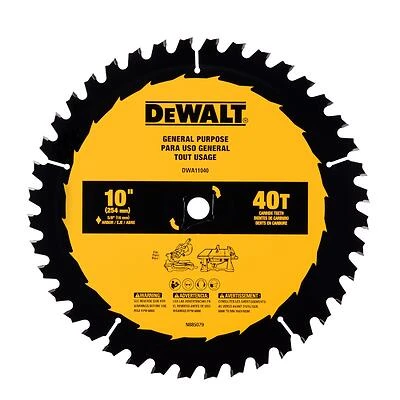 DeWalt DWA11040 Circular Saw Blade, 10 In., 40-Tooth Carbide