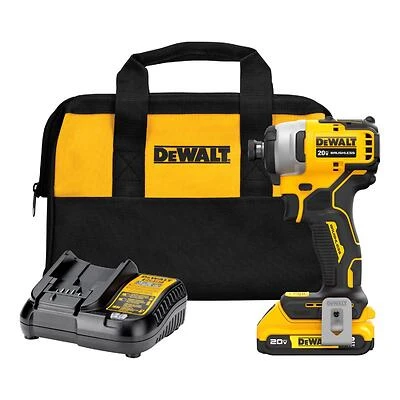 Atomic 20-Volt Cordless Compact Impact Driver Kit, Brushless Motor, 1/4 In., Battery & Charger