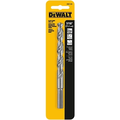DeWalt DW1128 Black Oxide Drill Bit, 135° Split Point, 7/16 In.