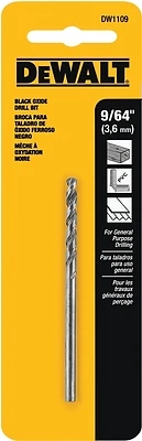 DeWalt DW1109 Black Oxide Drill Bit, 135° Split Point, 9/64 In.