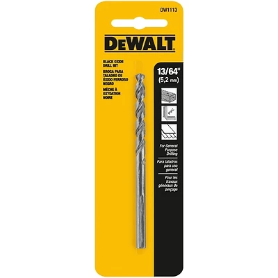 DeWalt DW1113 Black Oxide Drill Bit, 135° Split Point, 13/64 In.
