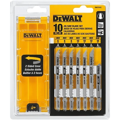 DeWalt DW3741C T-Shank Jigsaw Blade Set, HCS, 10-Pc.