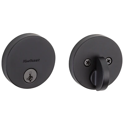 Uptown Round Single-Cylinder Deadbolt Lock, SmartKey Security, Iron Black